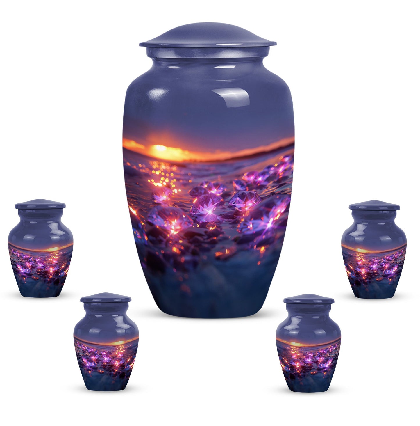 Classic 10-inch diamond urn for adult ashes.