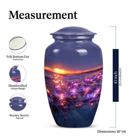 Classic 10-inch diamond urn for adult ashes.