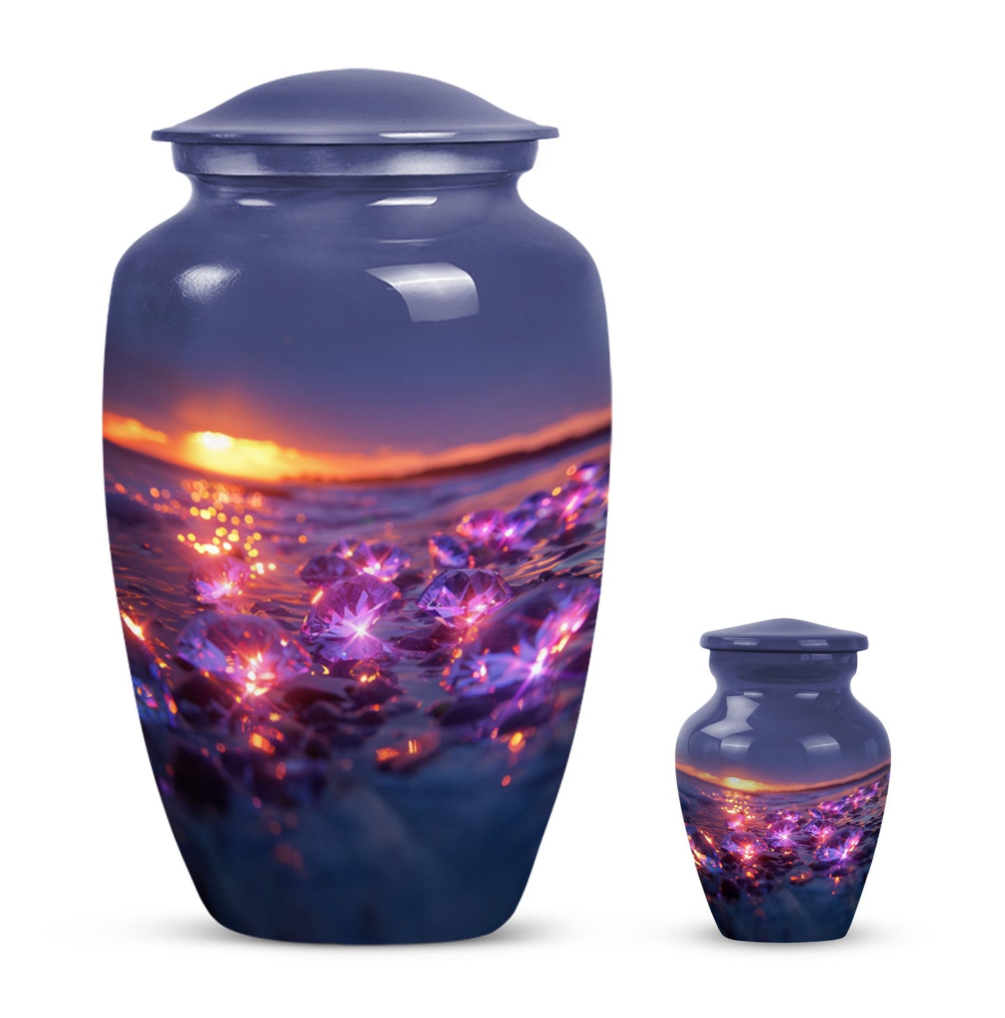 Classic 10-inch diamond urn for adult ashes.