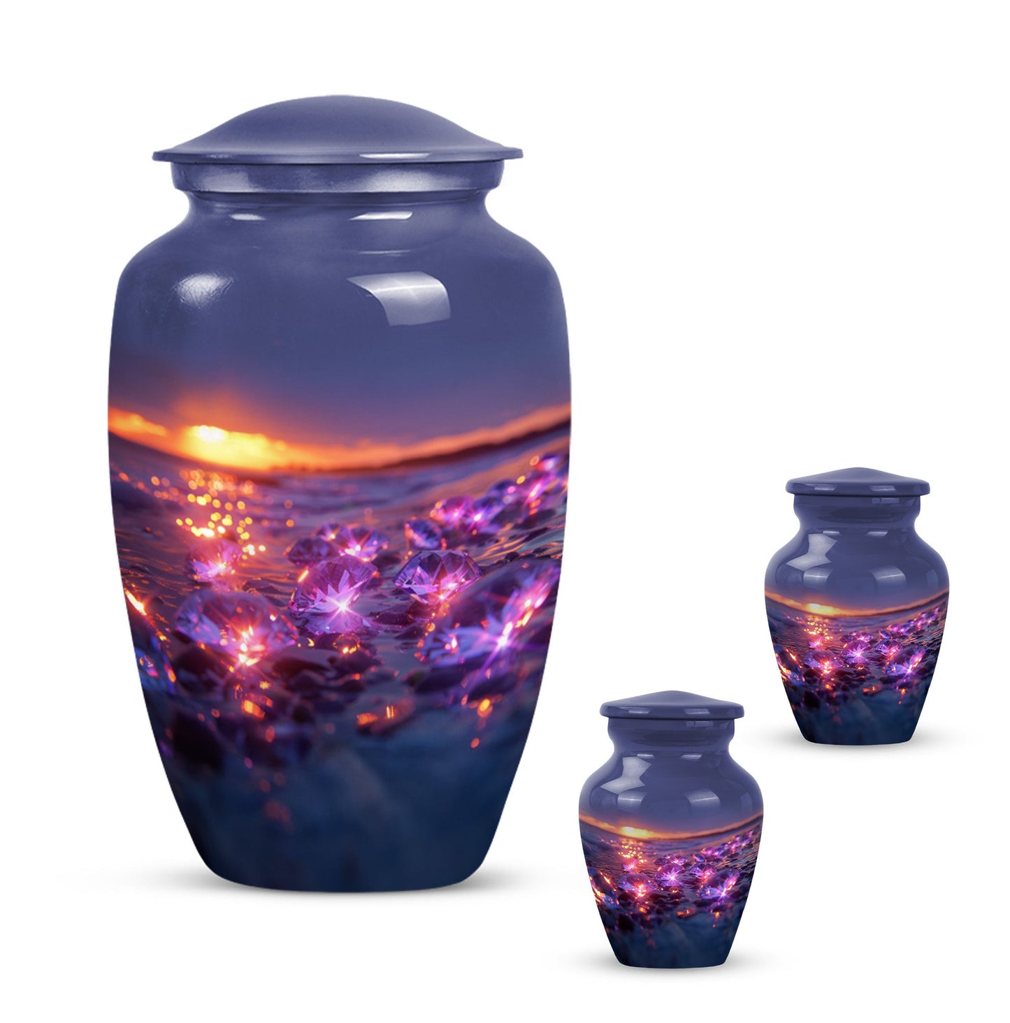 Classic 10-inch diamond urn for adult ashes.