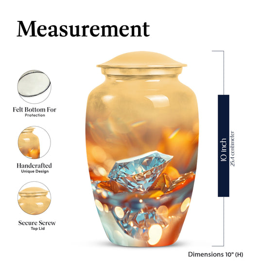 Classic diamond urn, aluminium material.