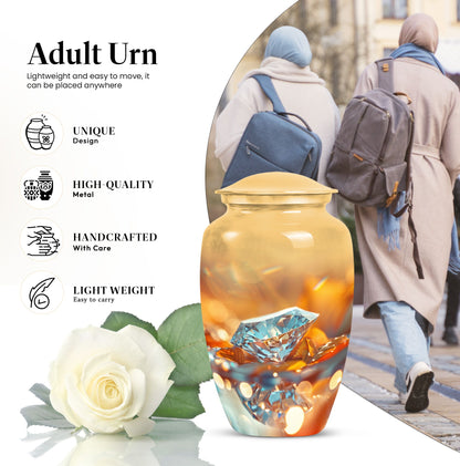 Classic diamond urn, aluminium material.