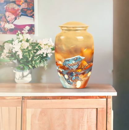 Classic diamond urn, aluminium material.