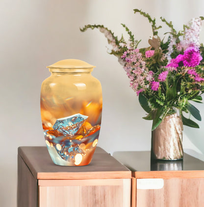 Classic diamond urn, aluminium material.