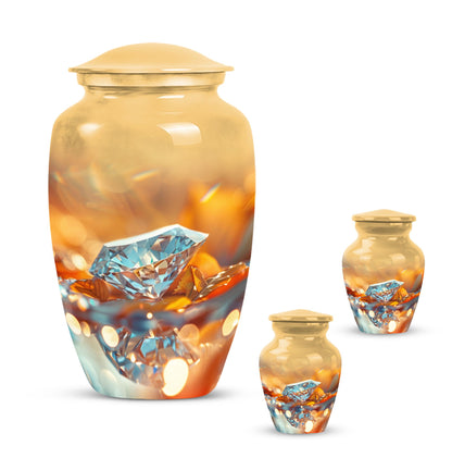 Classic diamond urn, aluminium material.