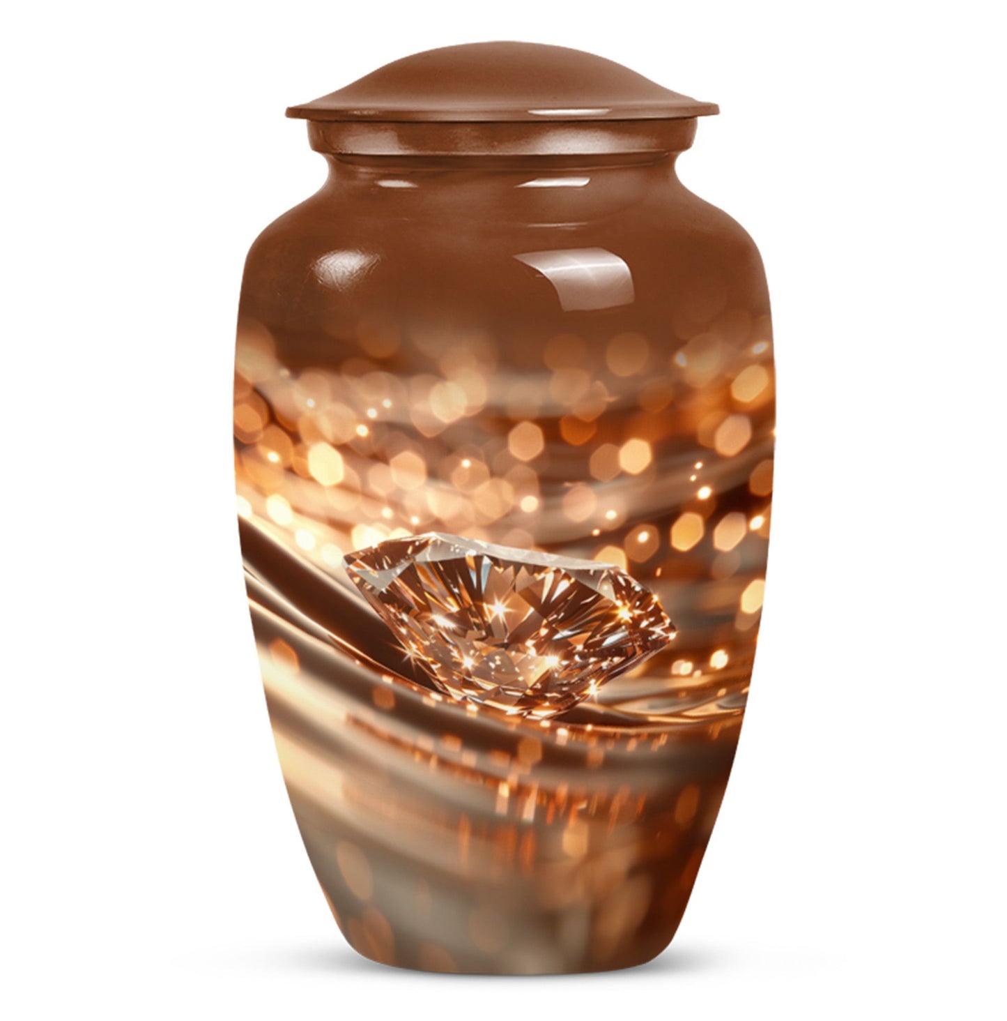 10-inch diamond Urn, classic design cremation urn.