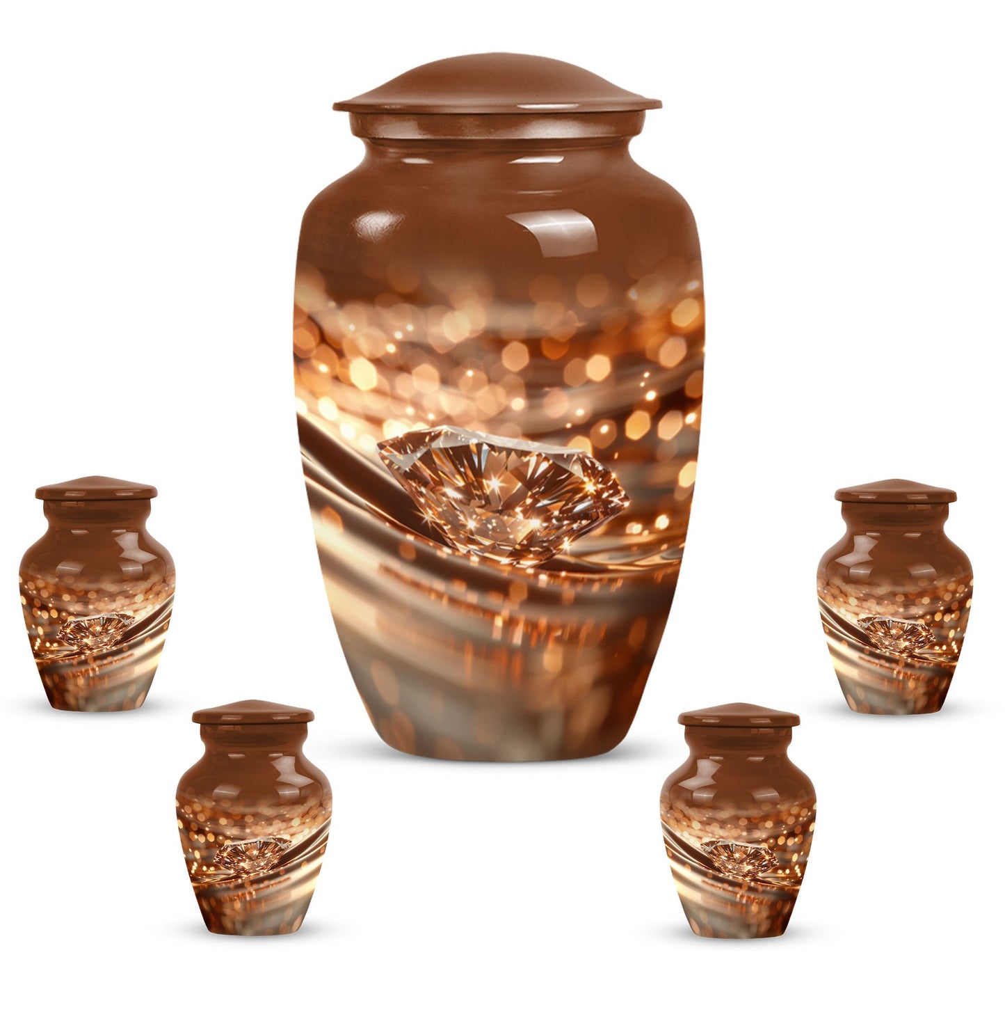 10-inch diamond Urn, classic design cremation urn.