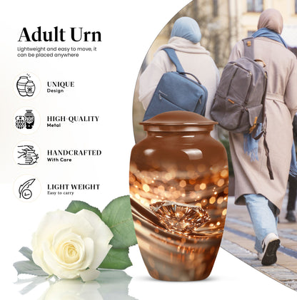 10-inch diamond Urn, classic design cremation urn.