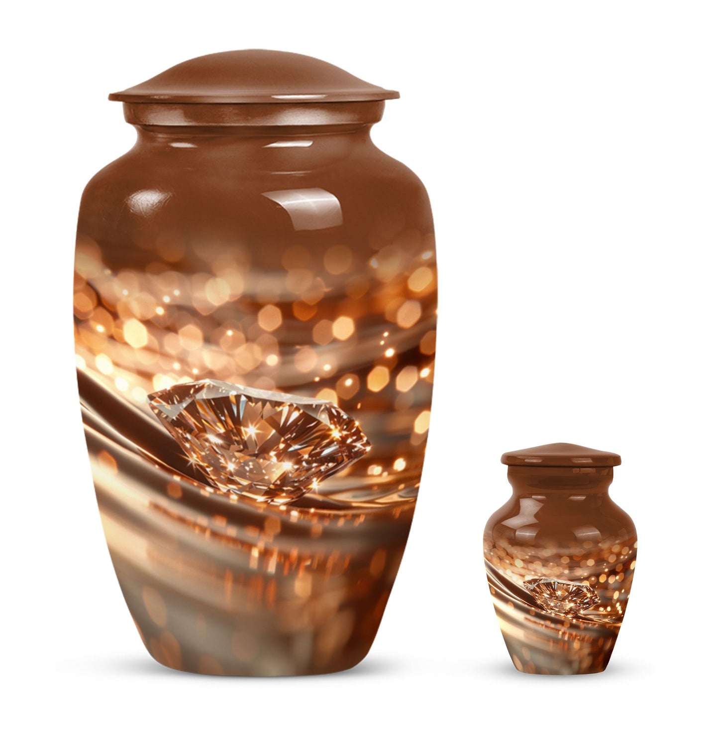 10-inch diamond Urn, classic design cremation urn.