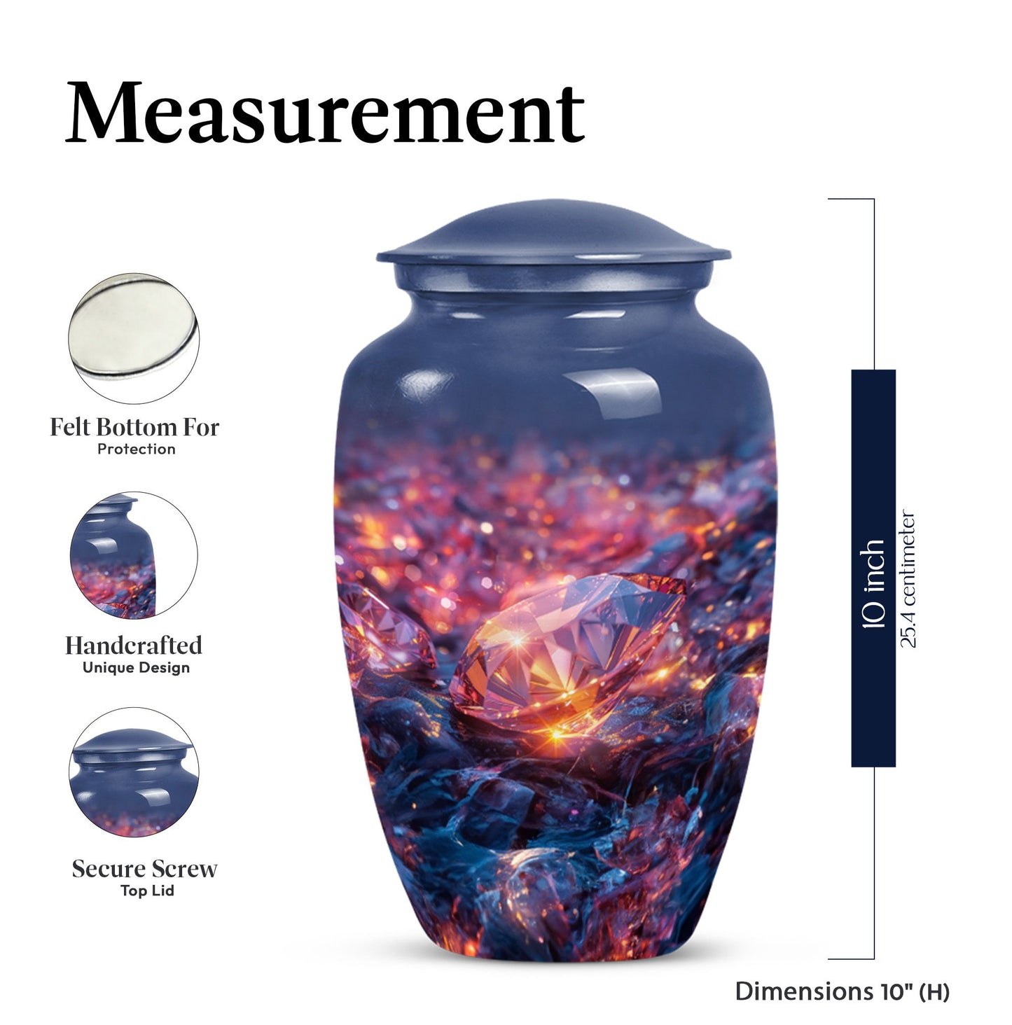 10-inch diamond Urn, classic design