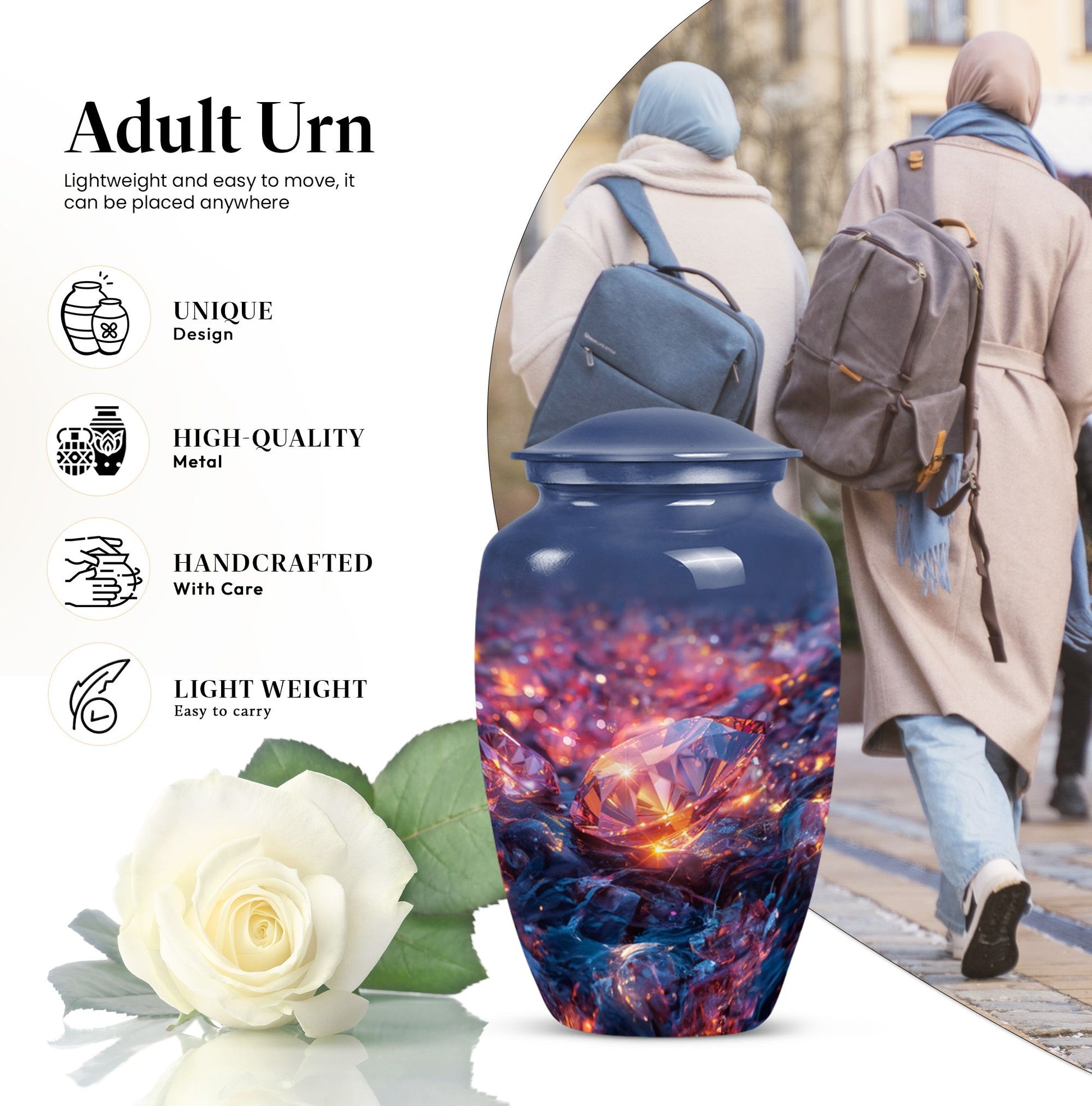 10-inch diamond Urn, classic design