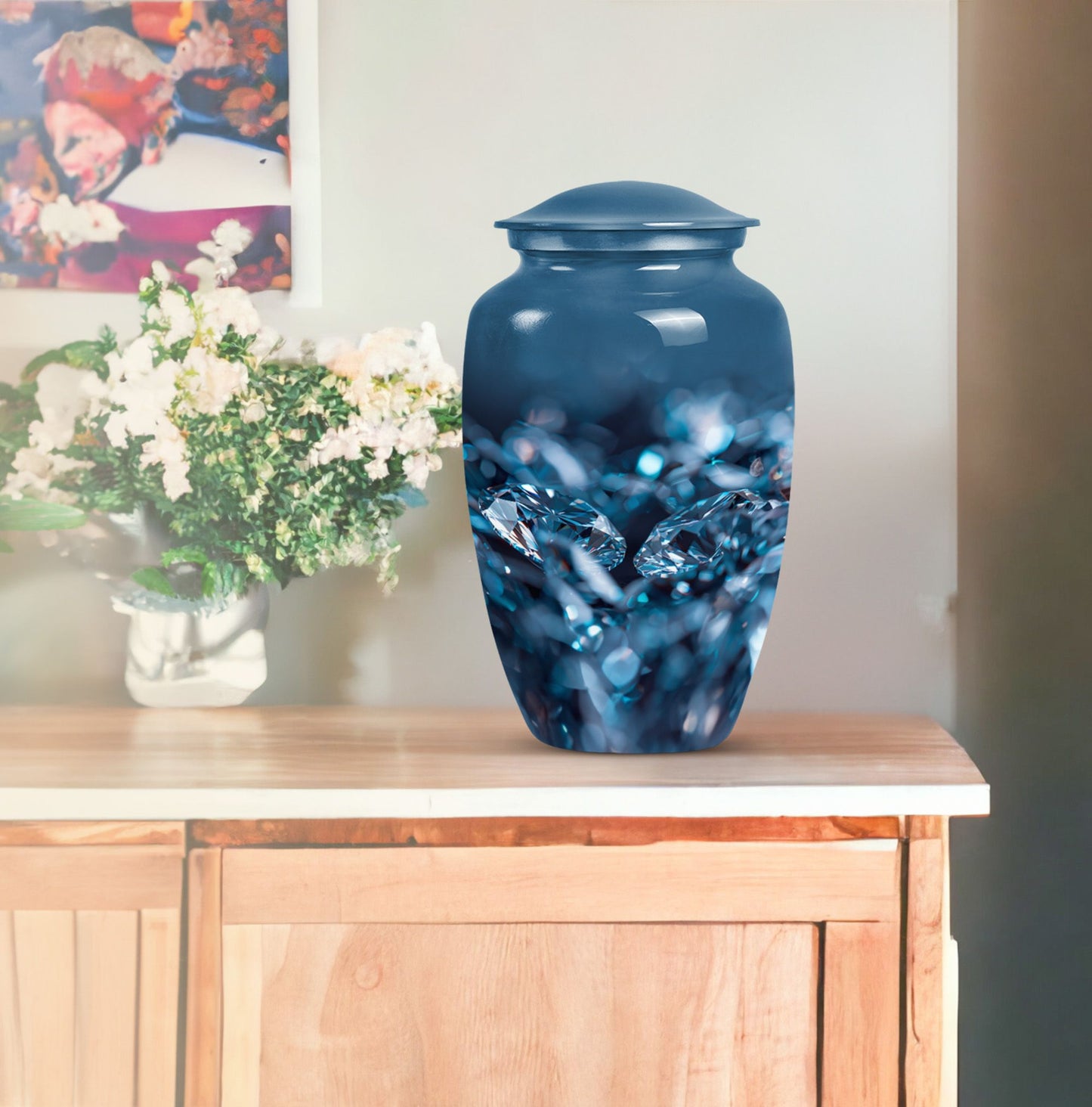 diamond urn for memorial burial