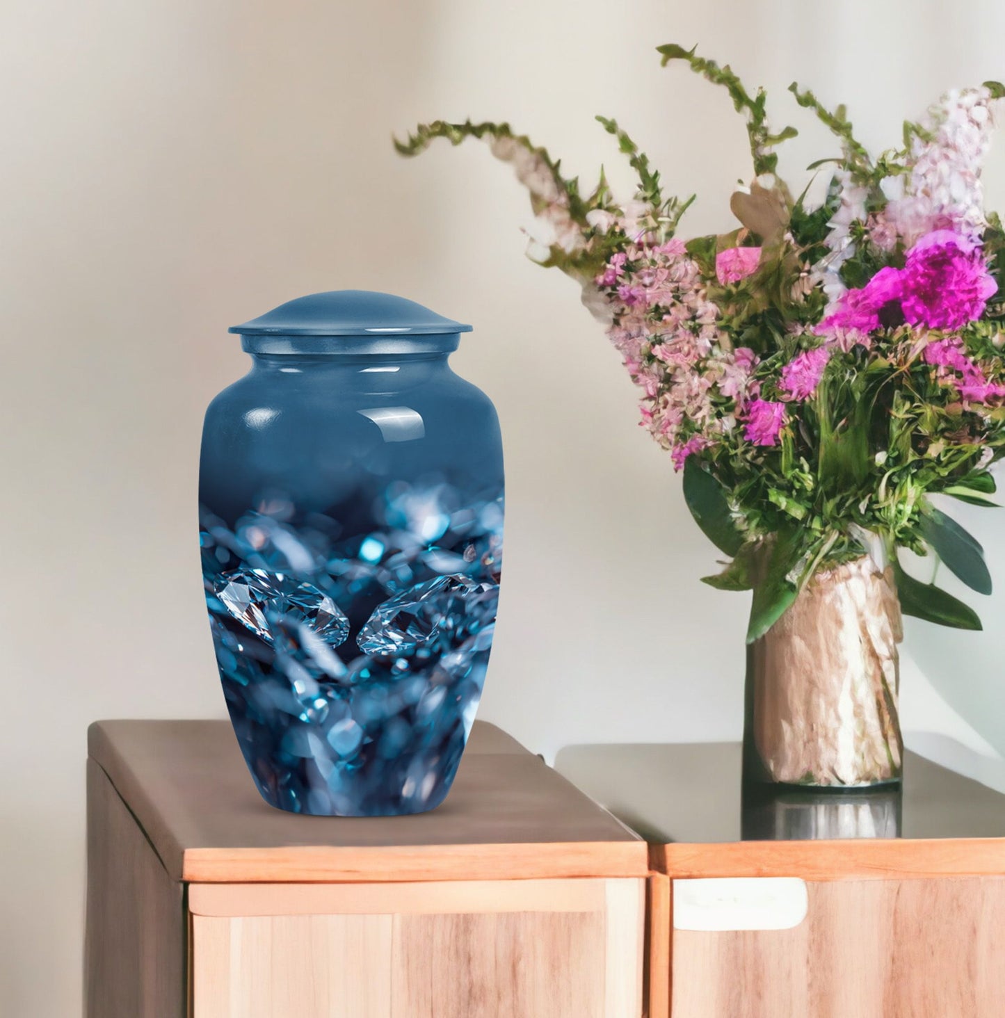 diamond urn for memorial burial