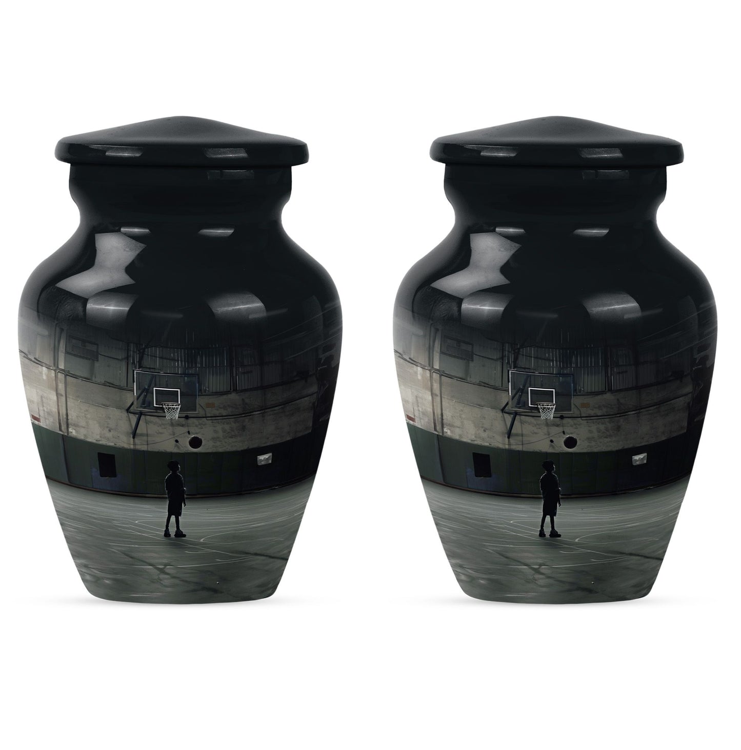 10-inch basketball urn made from aluminium.