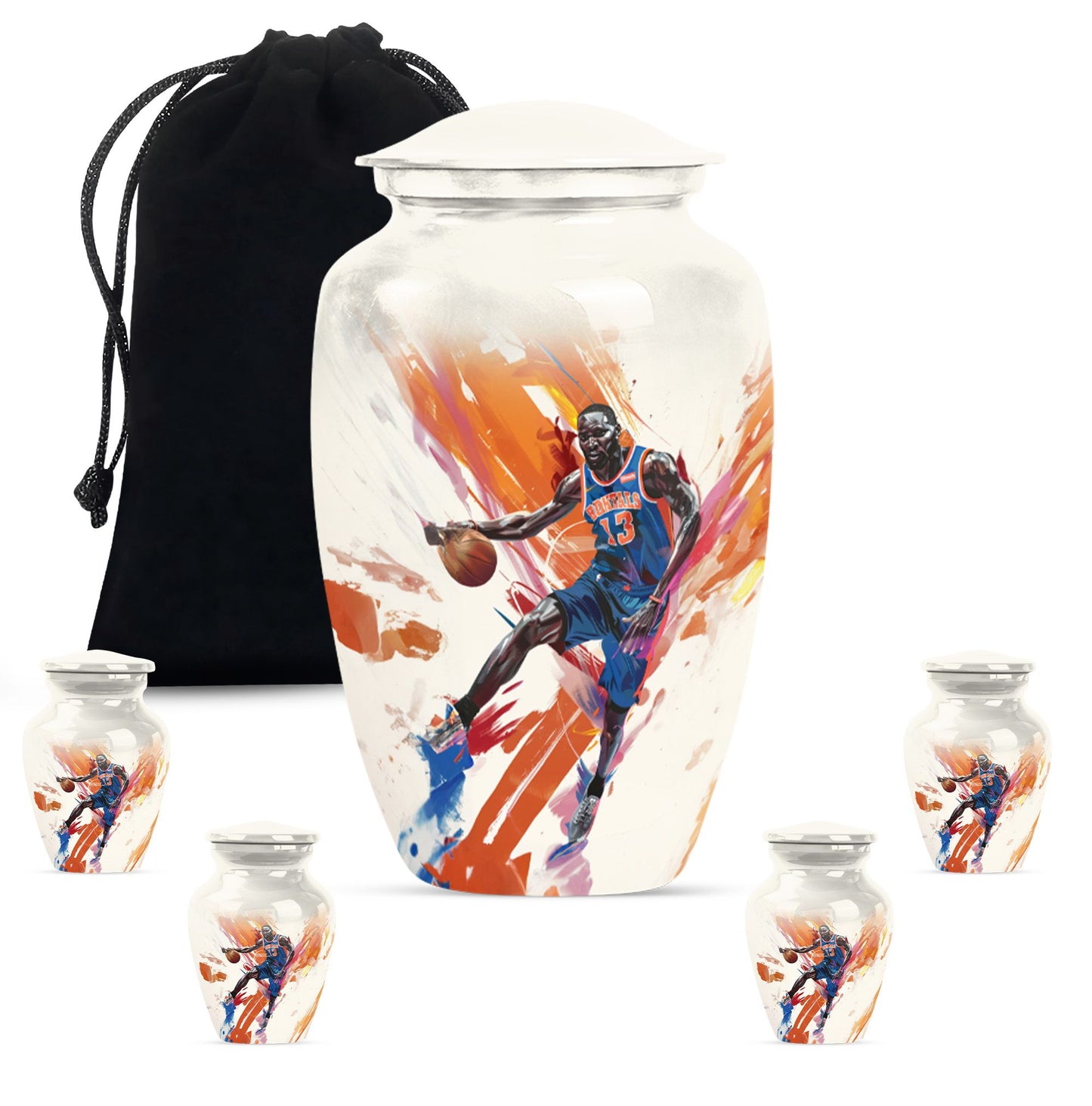 classic abstract basketball urn for memorialization.