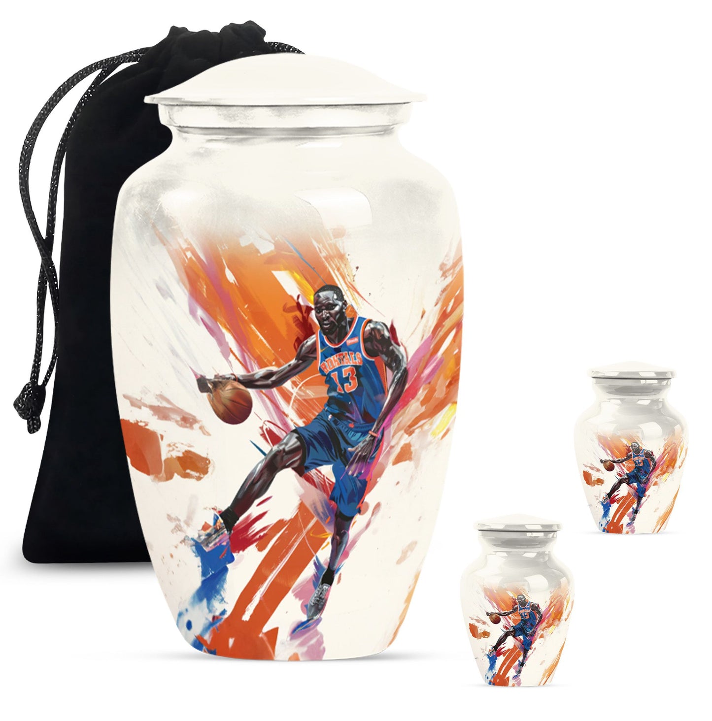 classic abstract basketball urn for memorialization.