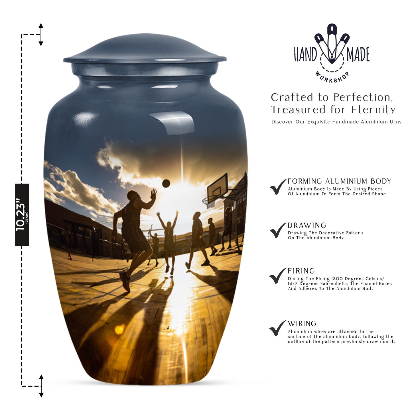classic basketball urn for women's ashes.