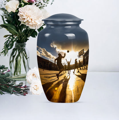 classic basketball urn for women's ashes.
