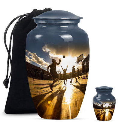 classic basketball urn for women's ashes.