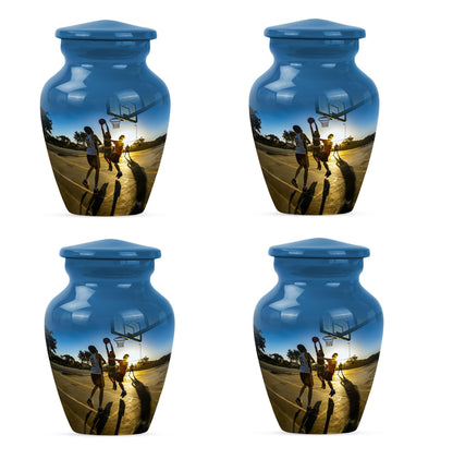 classic basketball urn, ideal memorial for male adults.