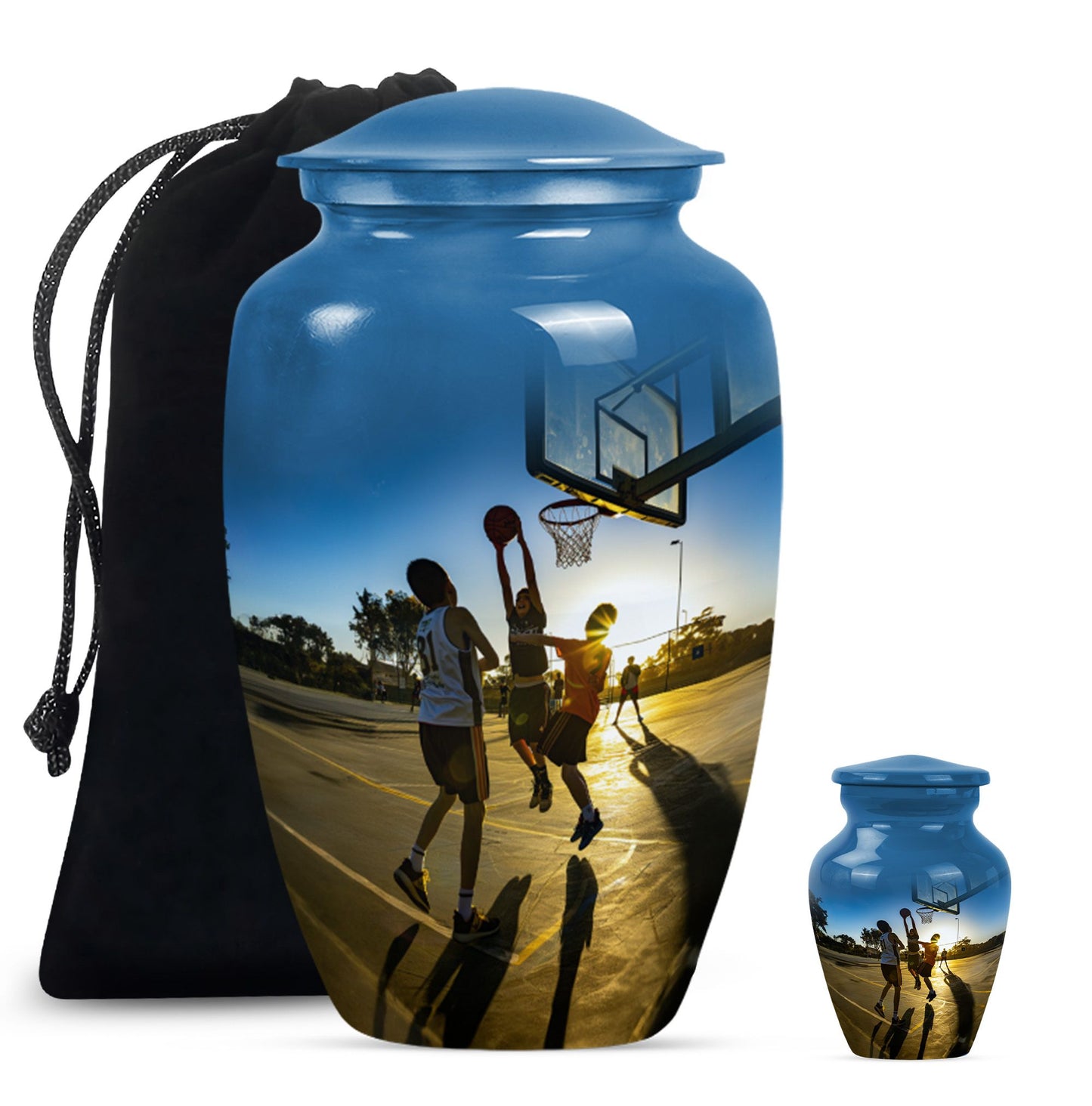 classic basketball urn, ideal memorial for male adults.