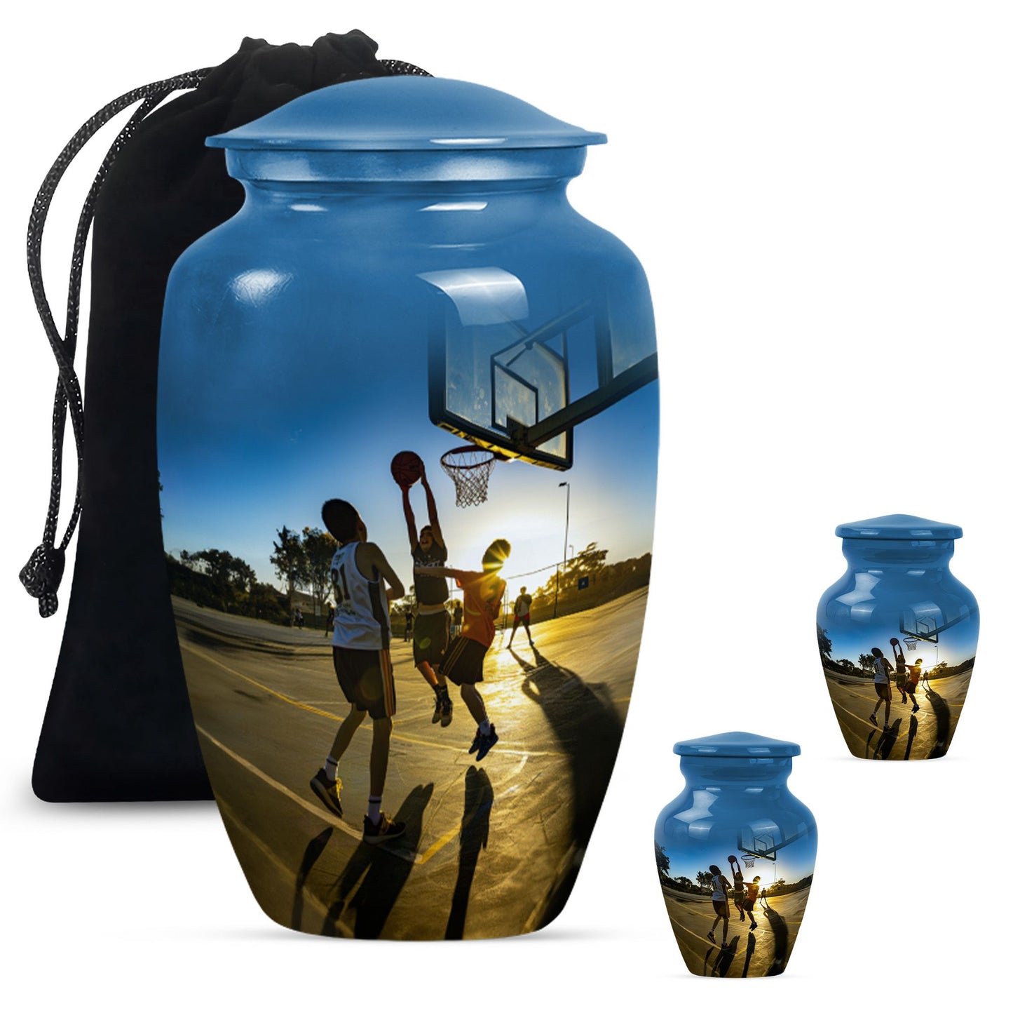 classic basketball urn, ideal memorial for male adults.