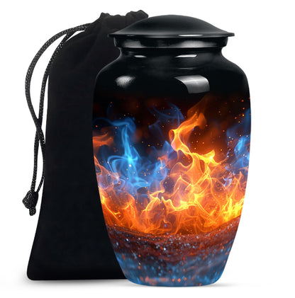 Classic fire urn, 10-inch aluminum memorial urn for ashes