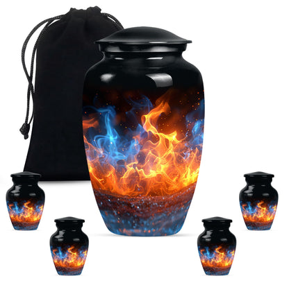 Classic fire urn, 10-inch aluminum memorial urn for ashes