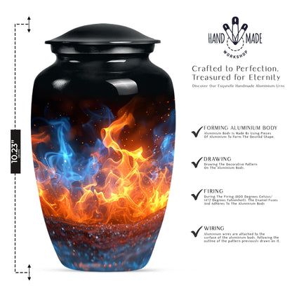 Classic fire urn, 10-inch aluminum memorial urn for ashes