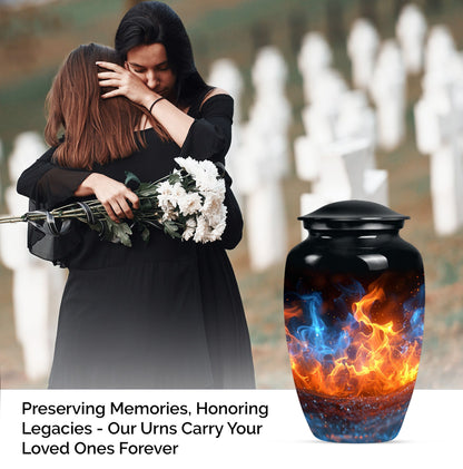 Classic fire urn, 10-inch aluminum memorial urn for ashes