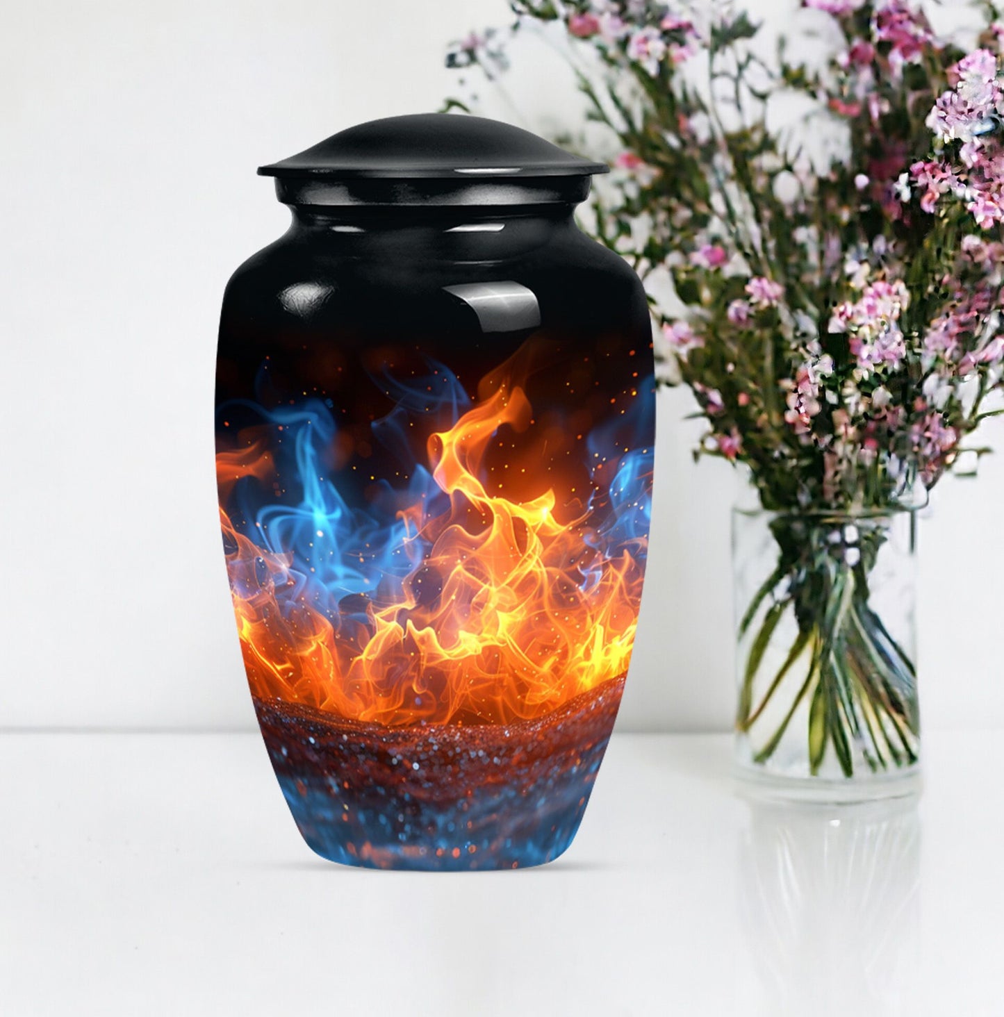 Classic fire urn, 10-inch aluminum memorial urn for ashes