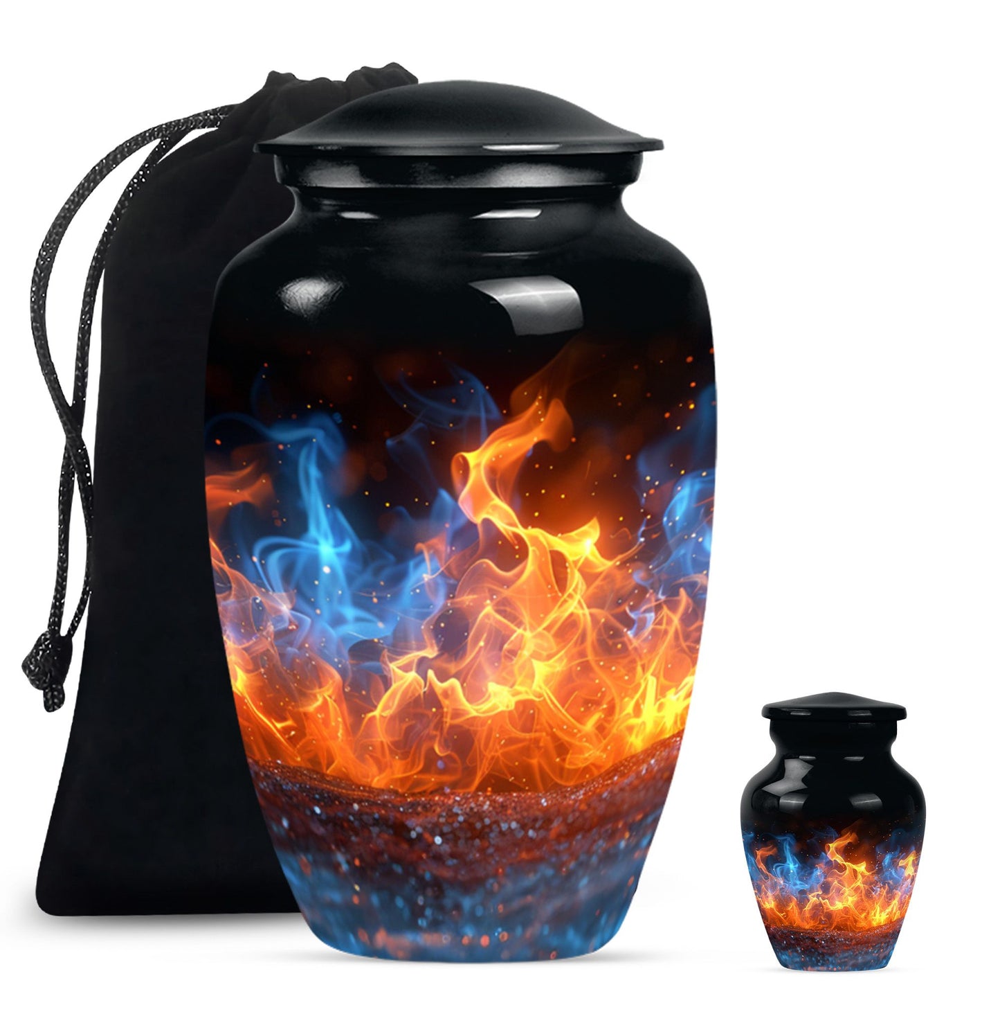 Classic fire urn, 10-inch aluminum memorial urn for ashes