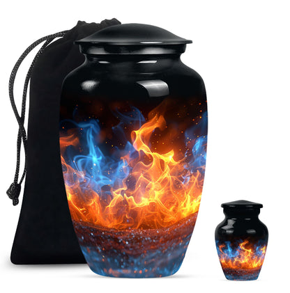 Classic fire urn, 10-inch aluminum memorial urn for ashes