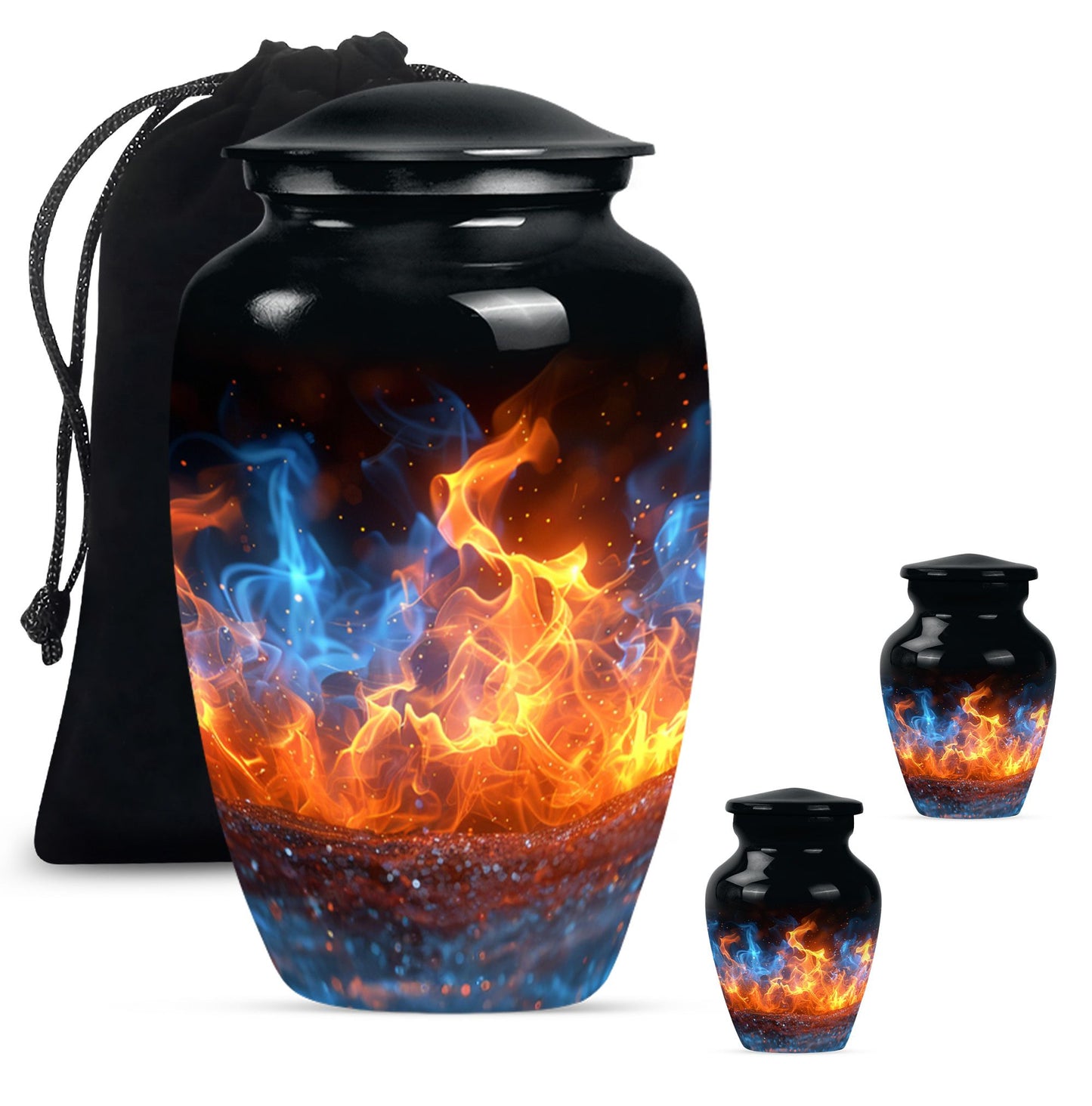 Classic fire urn, 10-inch aluminum memorial urn for ashes