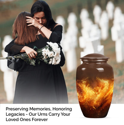 classic fire urn for cremation, with personalized engraving