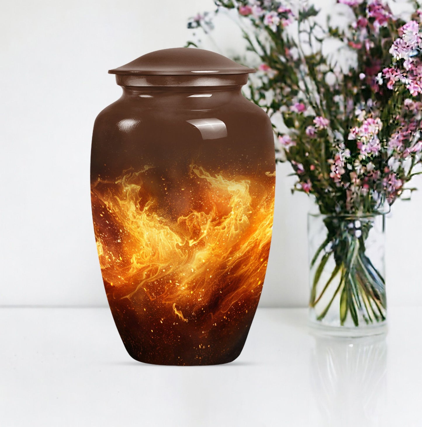 classic fire urn for cremation, with personalized engraving