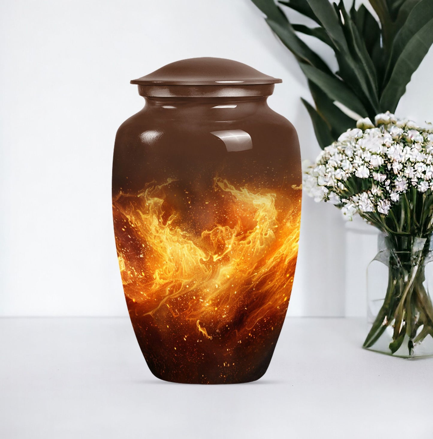classic fire urn for cremation, with personalized engraving
