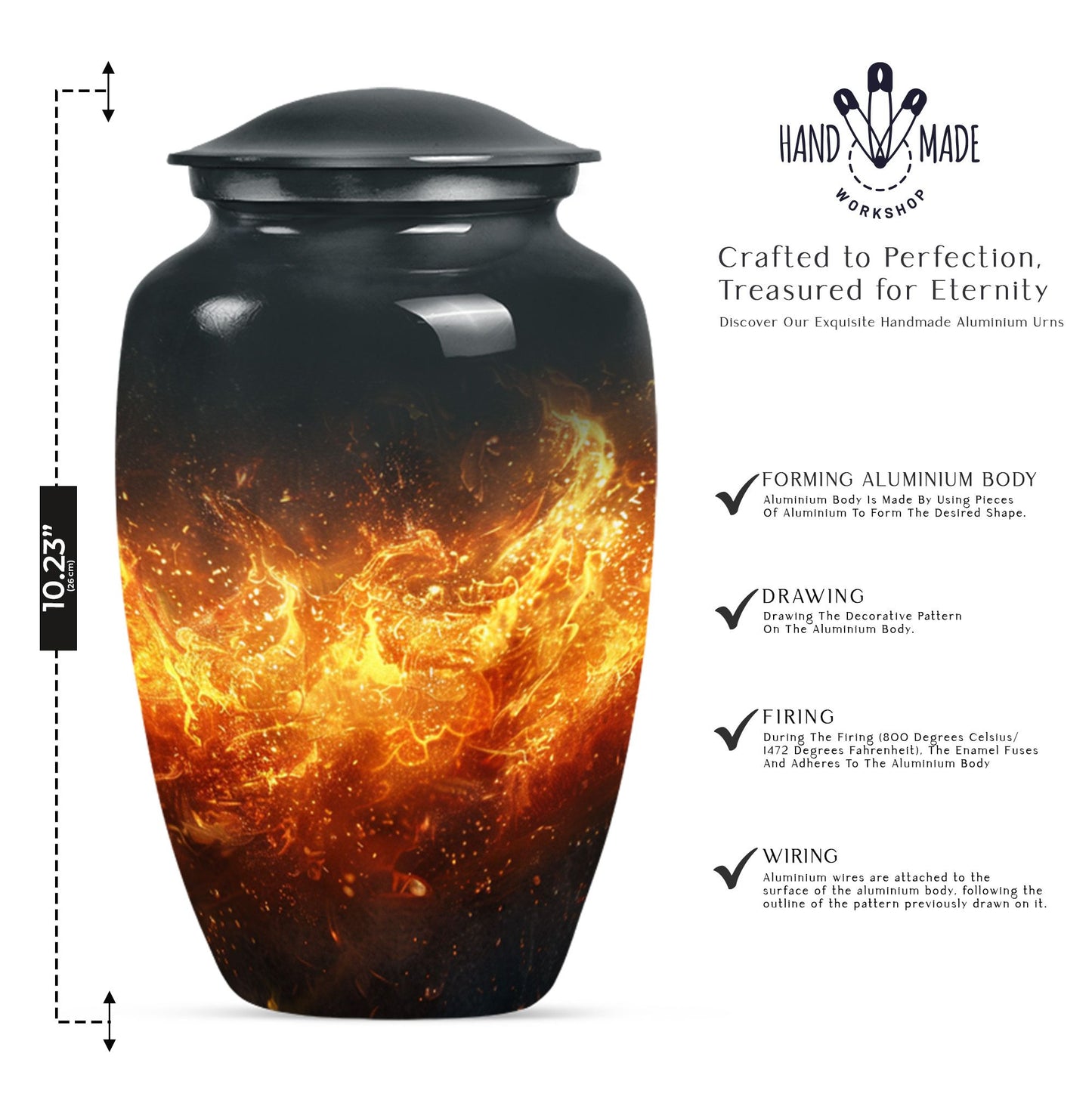 Classic Aluminium Fire Urn for human ashes.