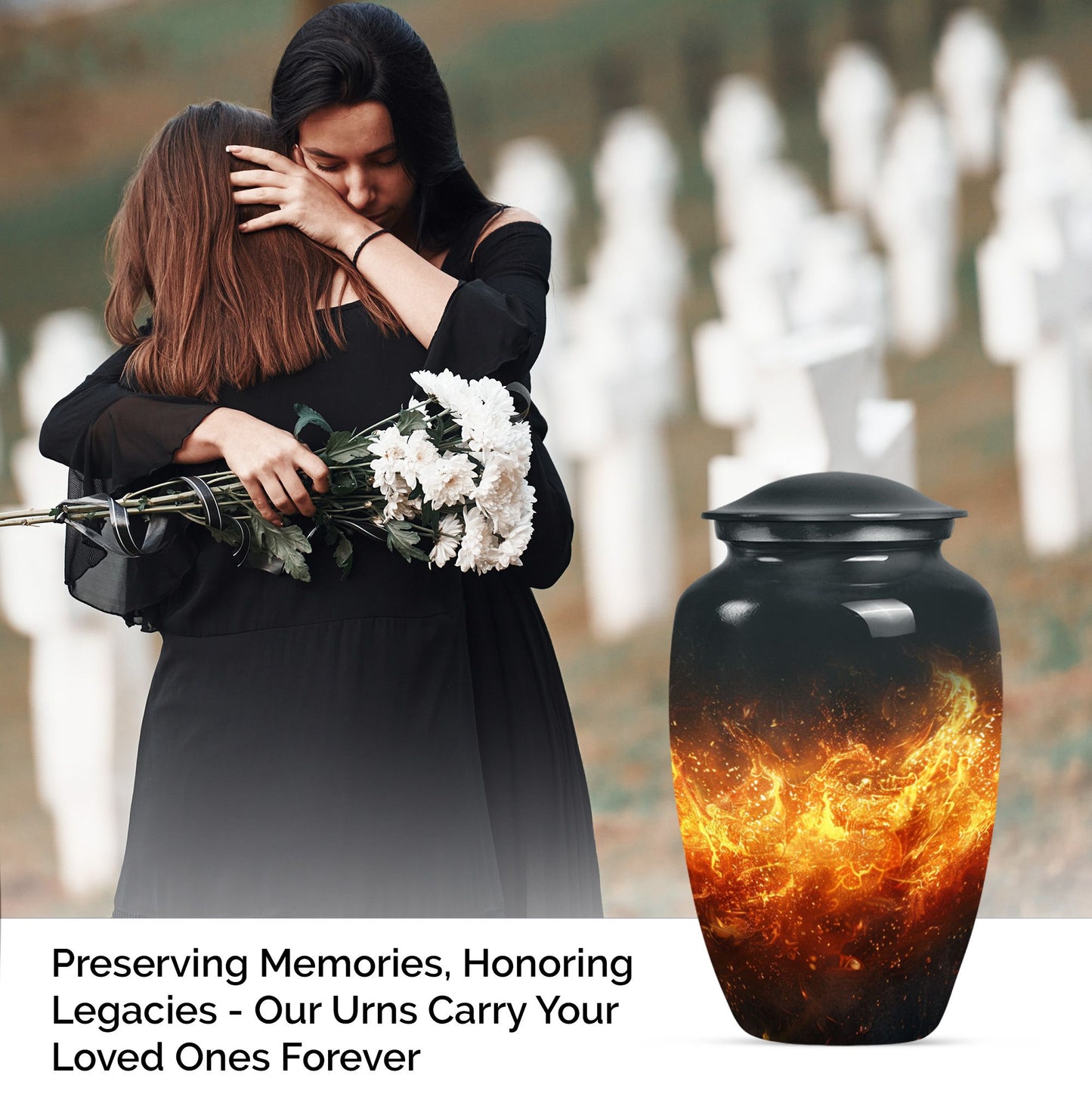 Classic Aluminium Fire Urn for human ashes.