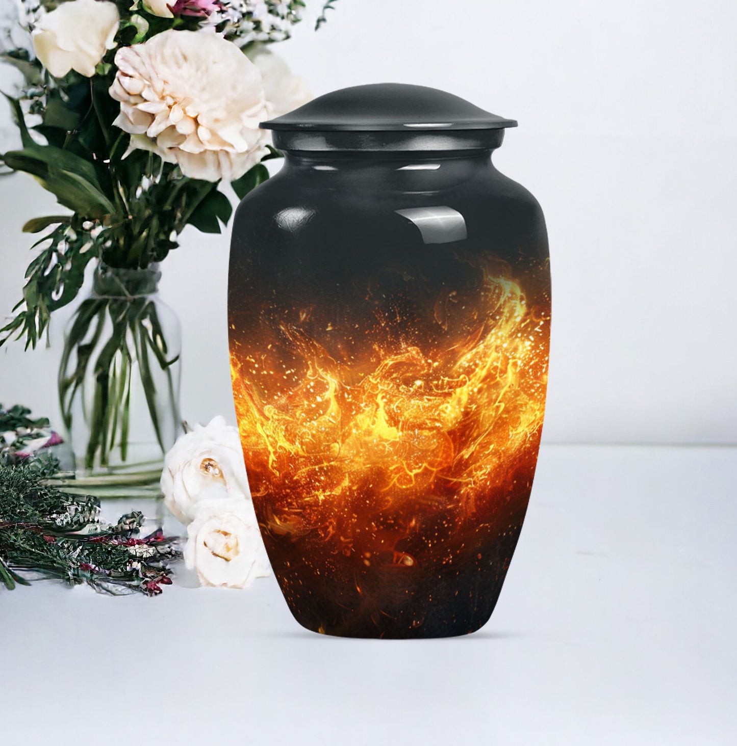 Classic Aluminium Fire Urn for human ashes.