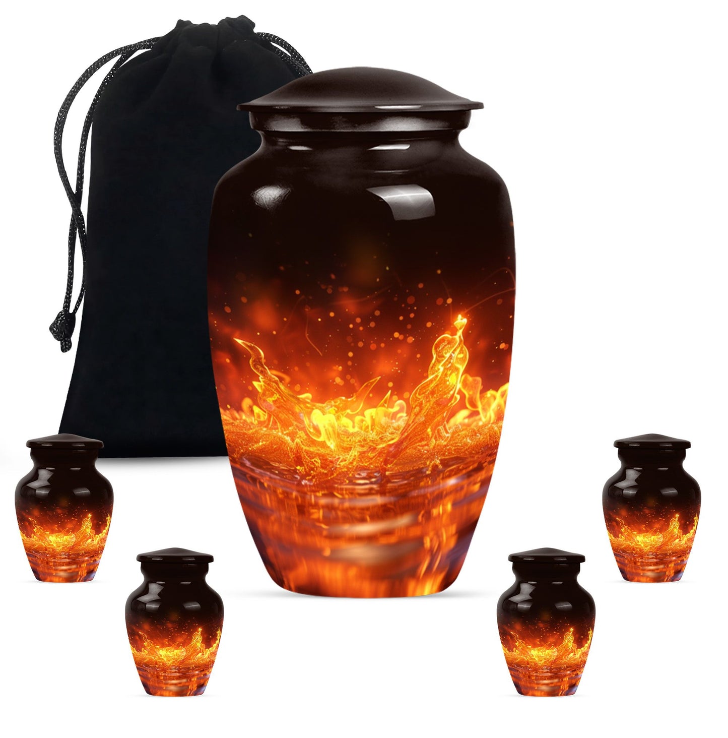 Classic fire urn for mother's cremation ashes.