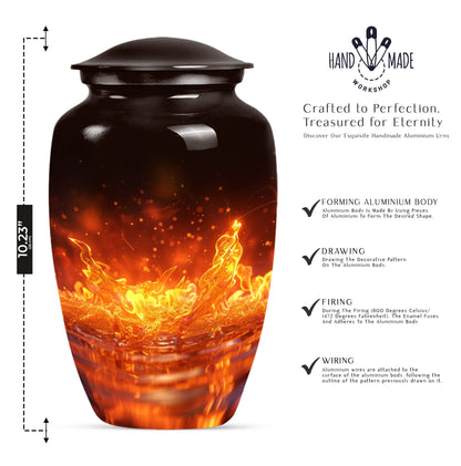 Classic fire urn for mother's cremation ashes.