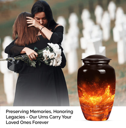 Classic fire urn for mother's cremation ashes.