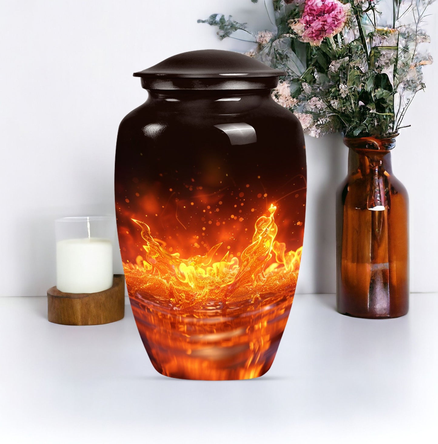 Classic fire urn for mother's cremation ashes.