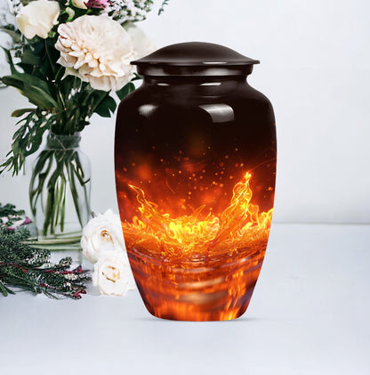 Classic fire urn for mother's cremation ashes.