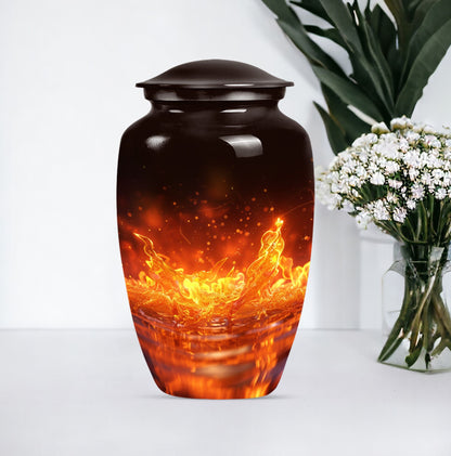Classic fire urn for mother's cremation ashes.