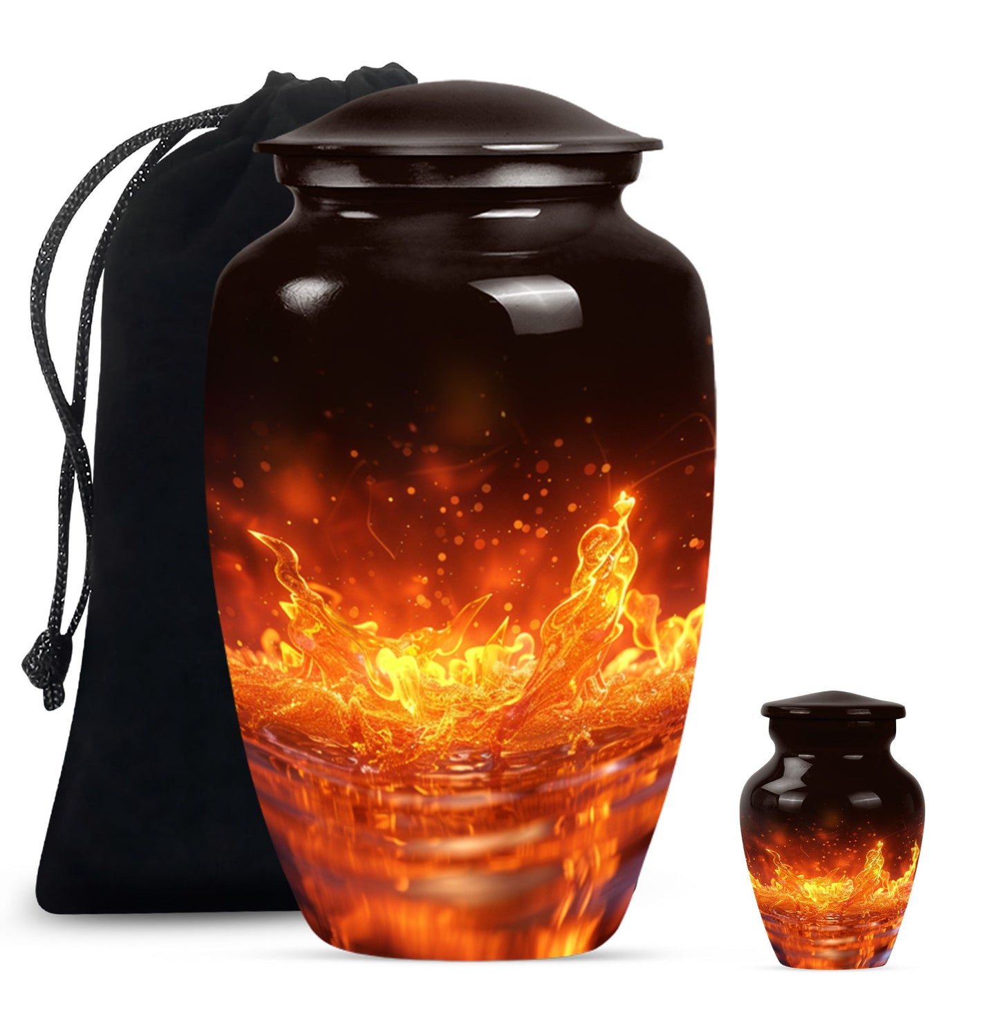 Classic fire urn for mother's cremation ashes.