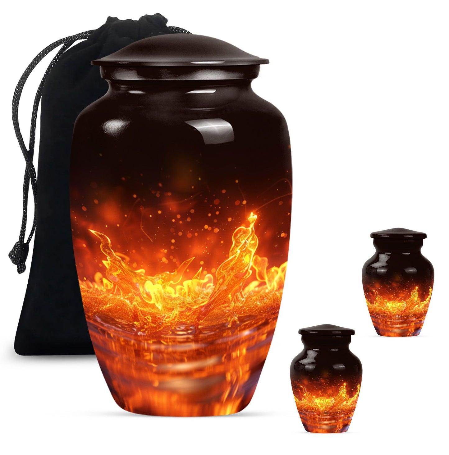 Classic fire urn for mother's cremation ashes.
