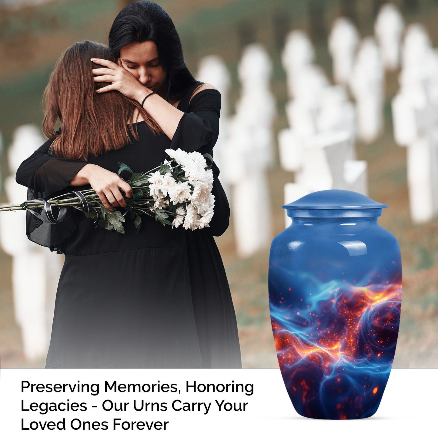 10-inch classic fire urn for ashes, handcrafted urn 