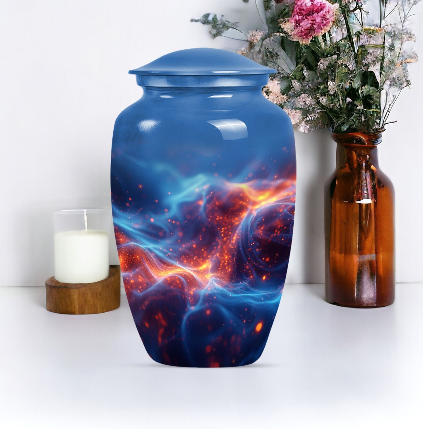 10-inch classic fire urn for ashes, handcrafted urn 